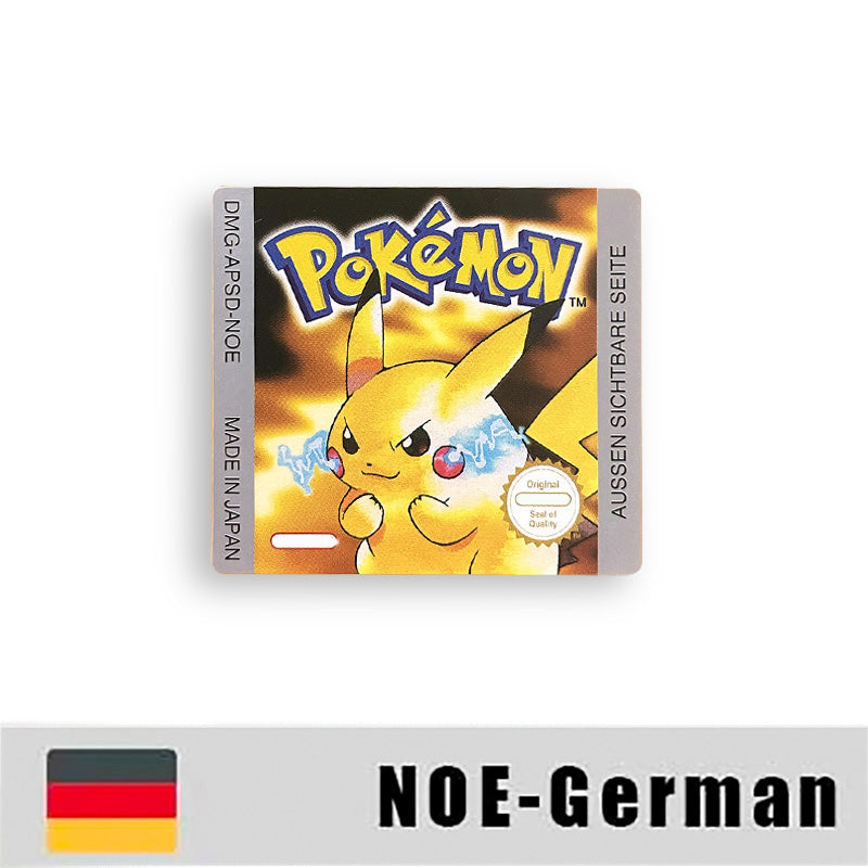 Pokemon Yellow Blue Red Crystal Silver Gold Green USA EUR FRA ESP NOE ITA Metallic Label Sticker for GBC