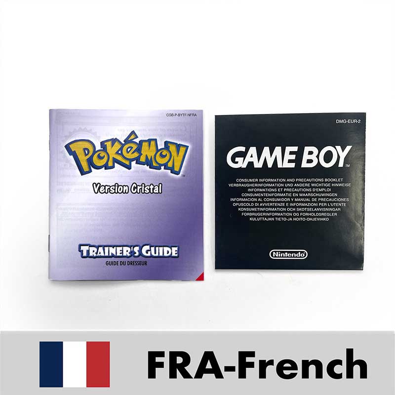USA FRA NOE ESP ITA EUR Pokemon crystal gold silver red blue yellow Metallic FoilFinish Box Trey Manual label for GBC