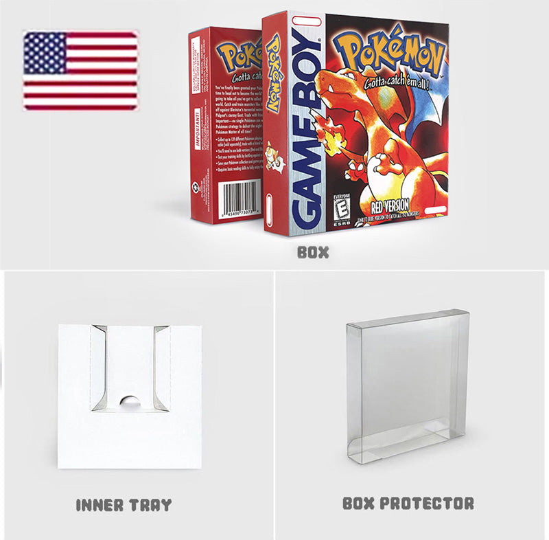 NOE ITA USA EUR ESP yellow green red gold crystal blue silver Pokemon Series Nintendo Metallic Holographic BOX trey for GBC
