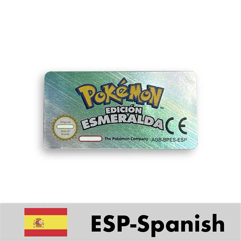 USA FRA NOE ESP ITA EUR Pokemon Emerald Sapphire Leafgreen Ruby Firered Metallic FoilFinish Box Trey Manual label for GBA