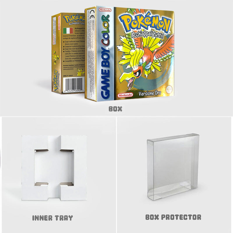 GBC game ITA pokemon gold version RTC Flash cart Nintendo pokemon oro Battery save cartridge with tray box game boy color