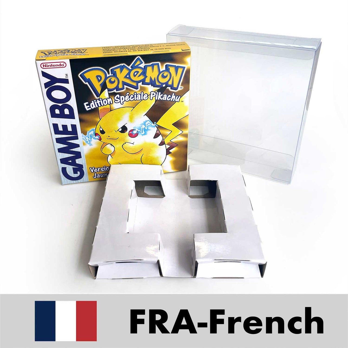 USA FRA NOE ESP ITA EUR Pokemon crystal gold silver red blue yellow Metallic FoilFinish Box Trey Manual label for GBC