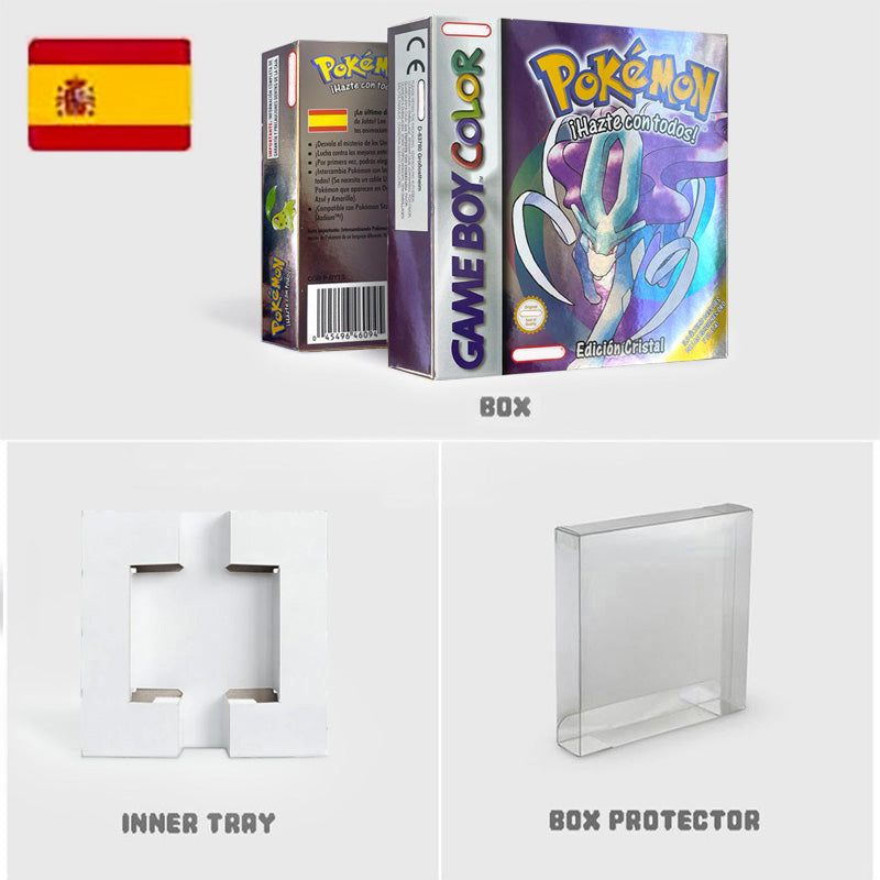NOE ITA USA EUR ESP yellow green red gold crystal blue silver Pokemon Series Nintendo Metallic Holographic BOX trey for GBC