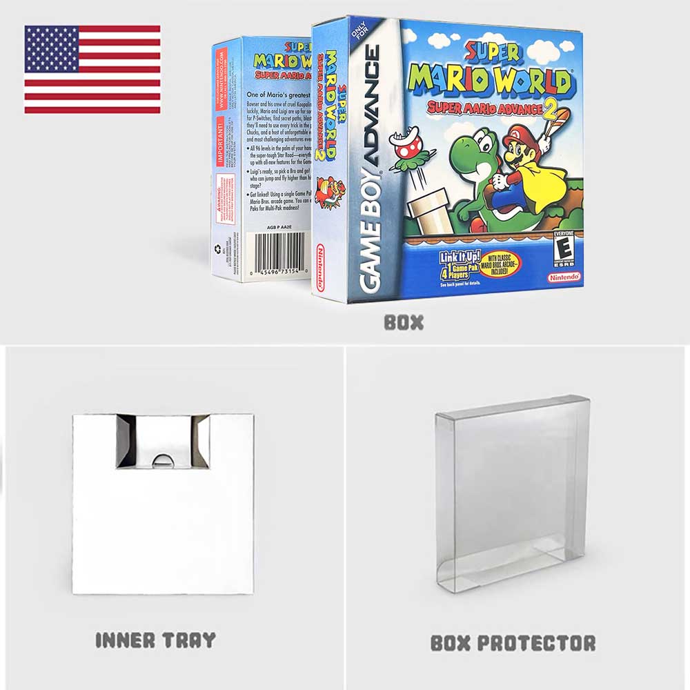 USA Englsih Super Mario Acvance 2 Cartridge with Tray Box for Gba Game Boy Advance