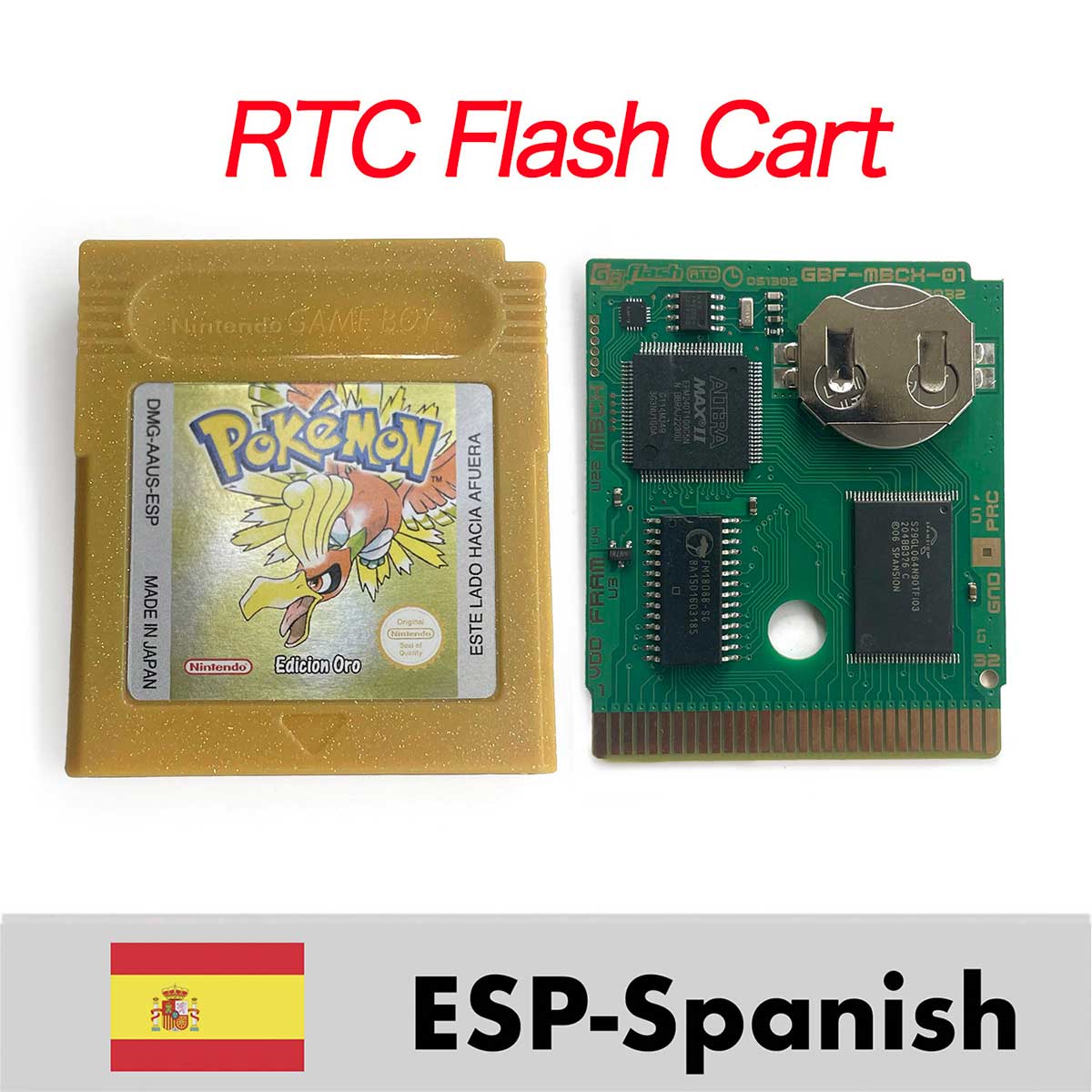 USA ITA NOE FRA ESP EUR version pokemon RTC Flash crystal gold silver NO RTC yellow red blue 16 bit Game Cartridge for GBC