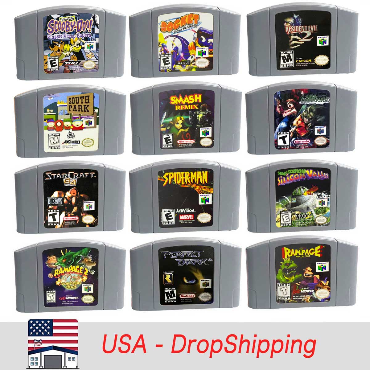 （Shipped From The United States) USA NTSC Version English Retro Video Game Consoles 64bit Game Cartridge for N64