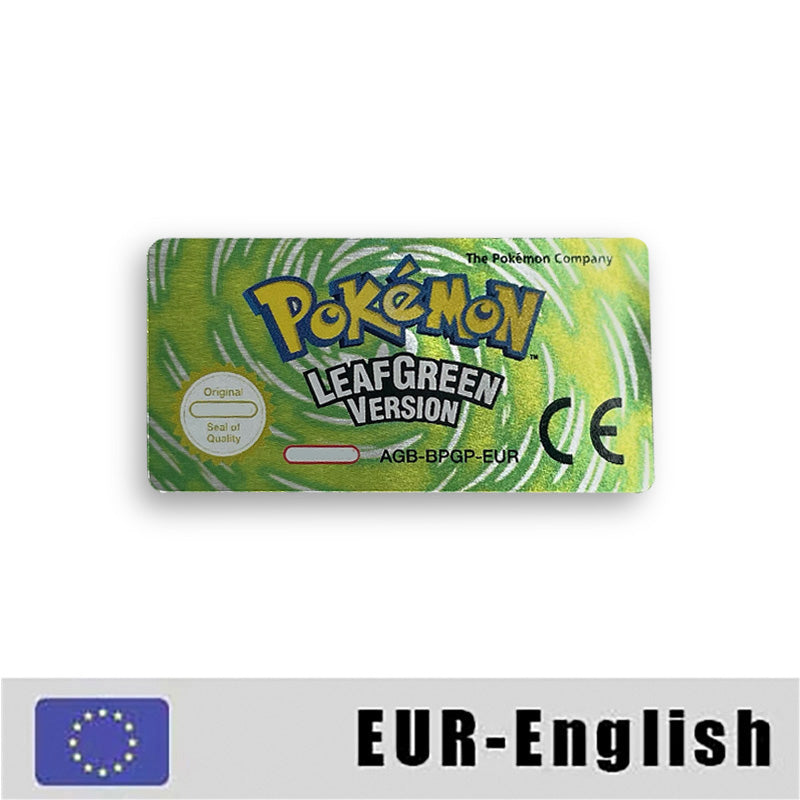 Pokemon Leaf Green Fire Red Ruby Emerald Sapphire Game Cartridge Label Stickers for Gba