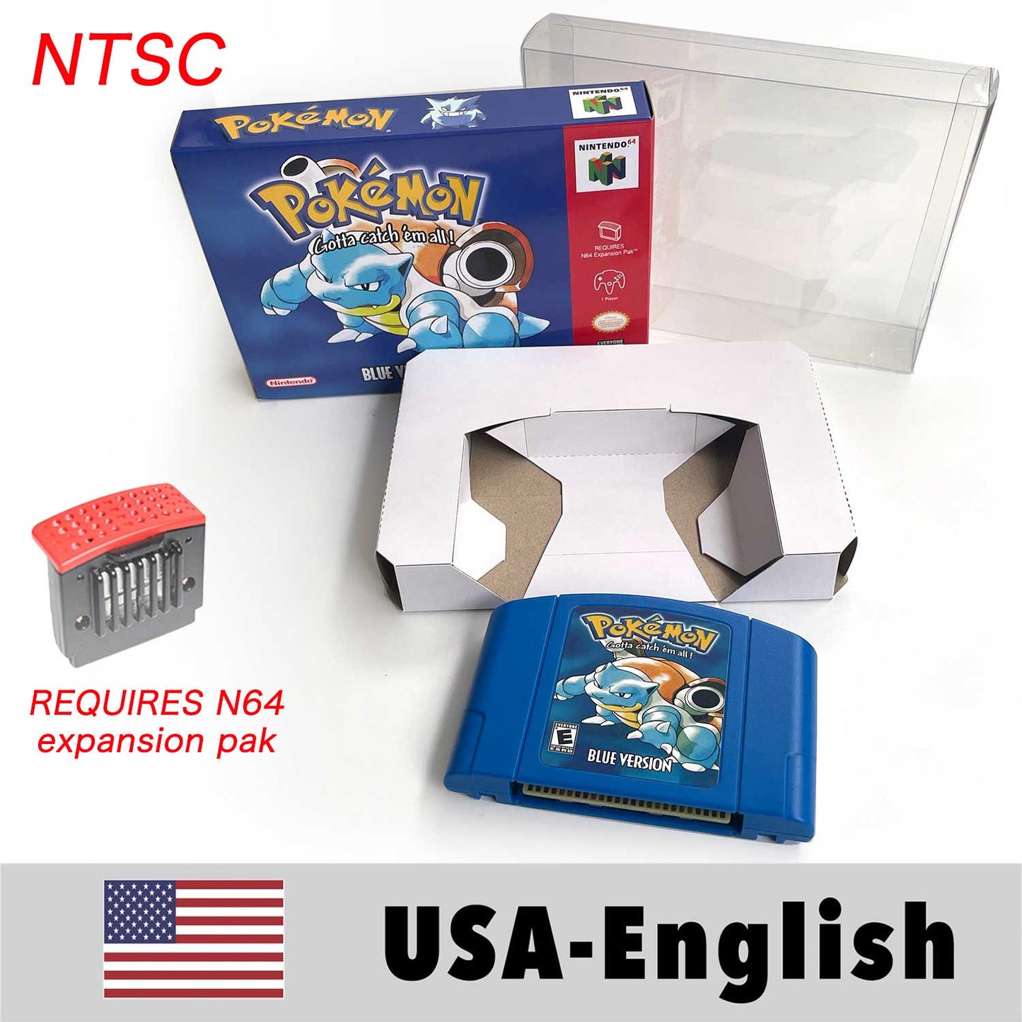 USA NTSC Pokemon Blue Crystal Red Silver Yellow Gold Green Game Cartridge 64 Bit Game Consoles with Retail Box for N64