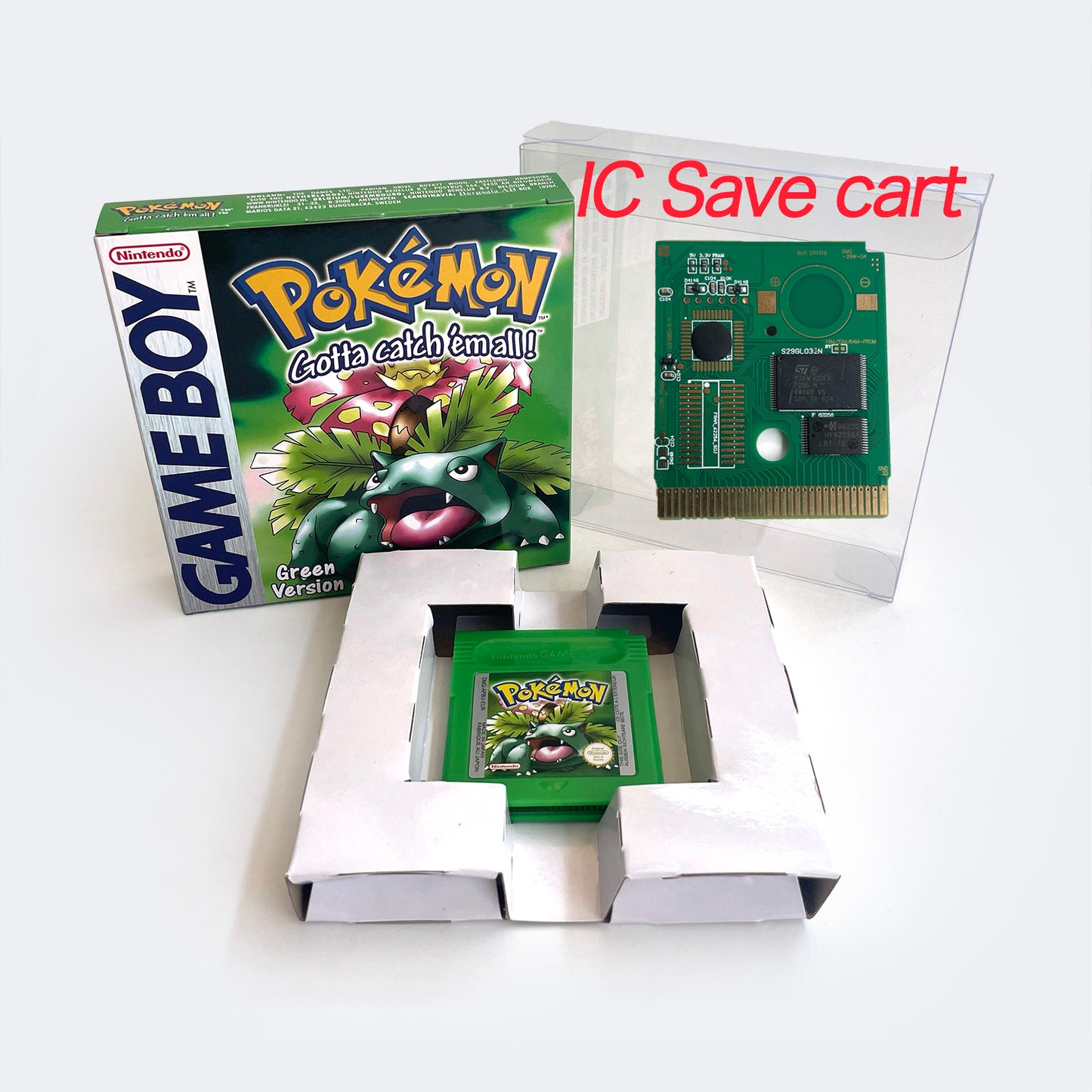 GBC GAME EUR english gbc game pokemon green Nintendo cartridge with tray box game boy color