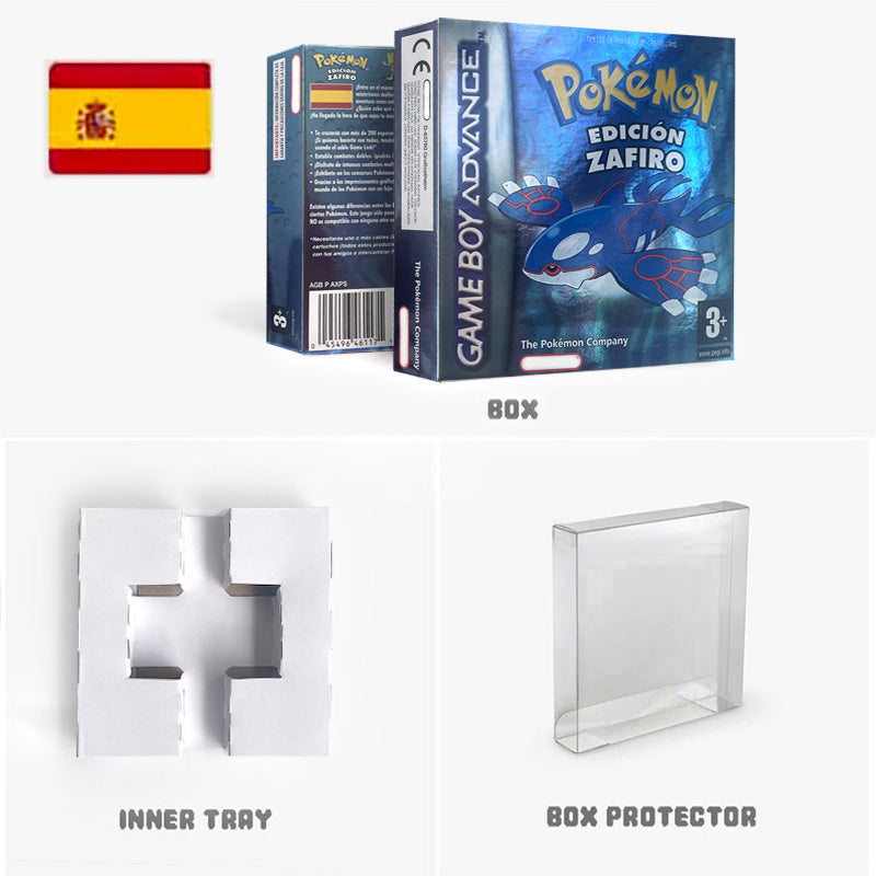 USA NOE FRA EUR ESP ITA Pokemon Emerald Ruby Leafgreen Sapphire Firered Nintendo Metallic Holographic BOX for GBA multiple languages