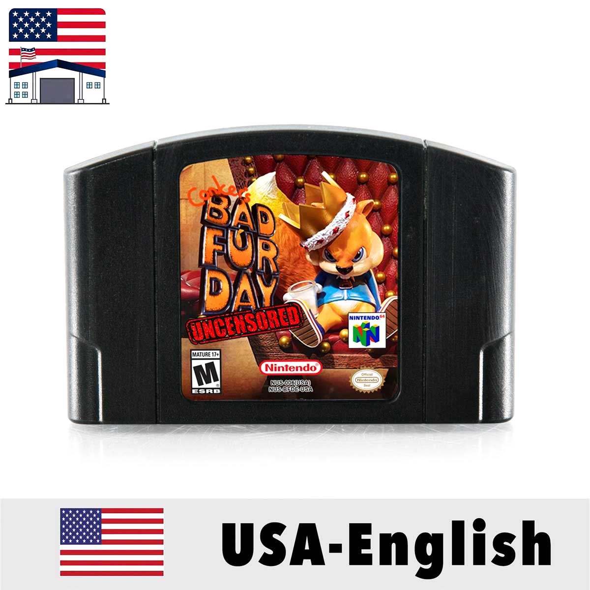（Shipped From The United States) GolenEye Earthwork Jim 3D Conkers Bad Fur Day Donkey Kong 64 USA NTSC Version English Retro Video Game Consoles 64bit Game Cartridge for N64
