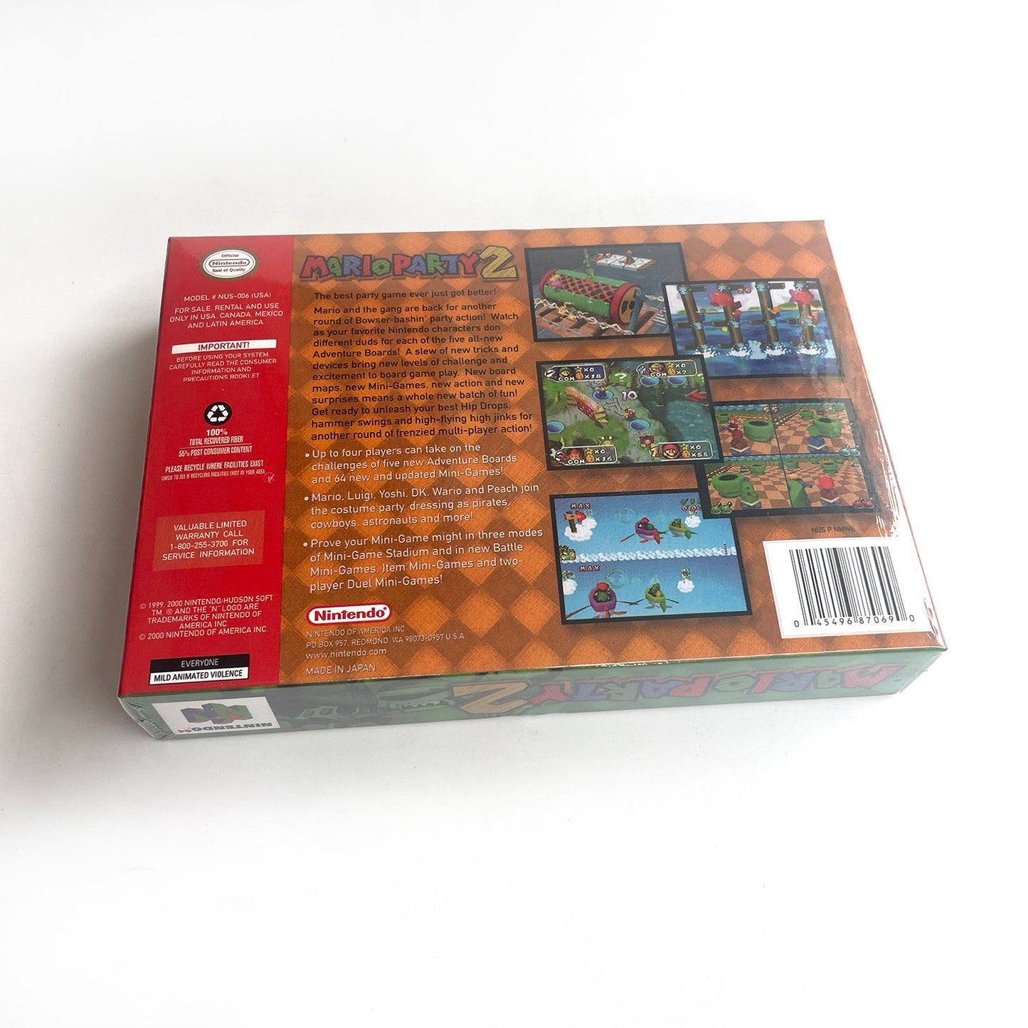 EUR PLA version English Mario party 2 game cartridge with tray box for N64 Nintendo 64