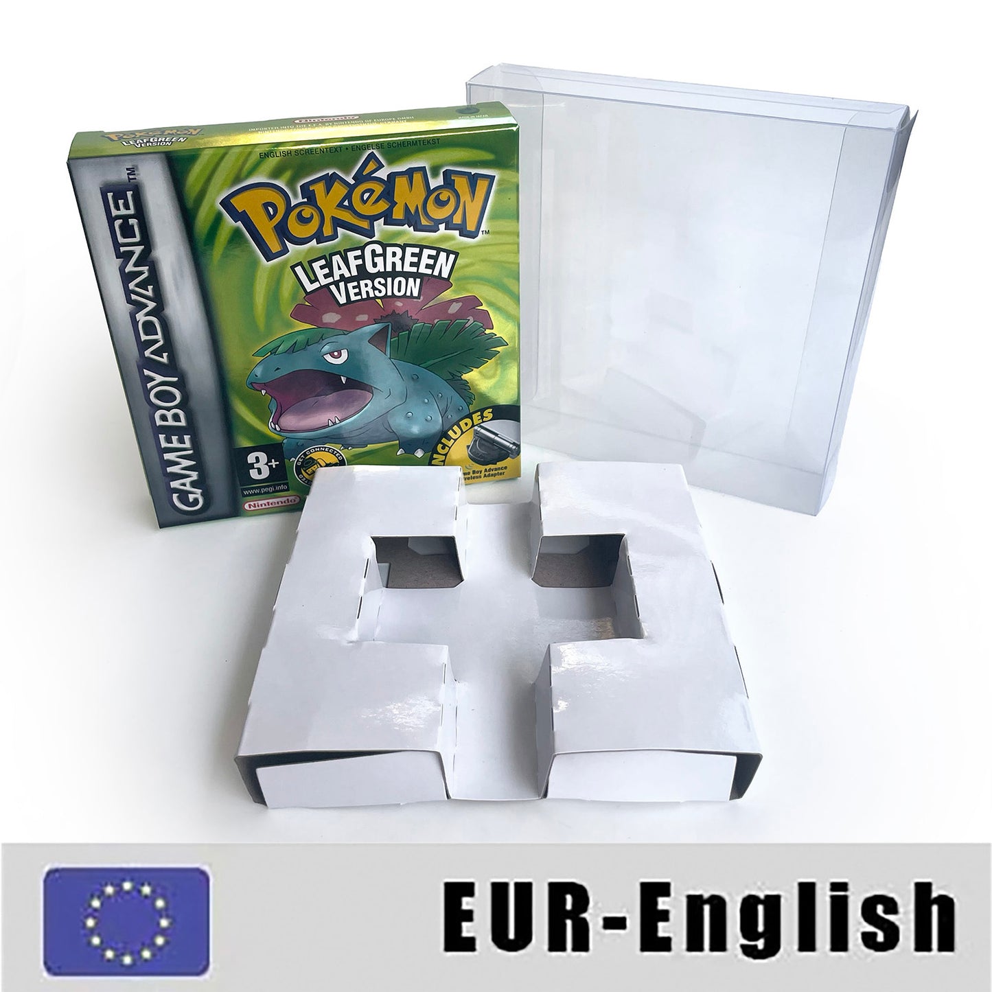 EUR English IC save 1 M flash cart pokemon leafgreen version box with tray Nintendo game cartridge for gba game boy advance