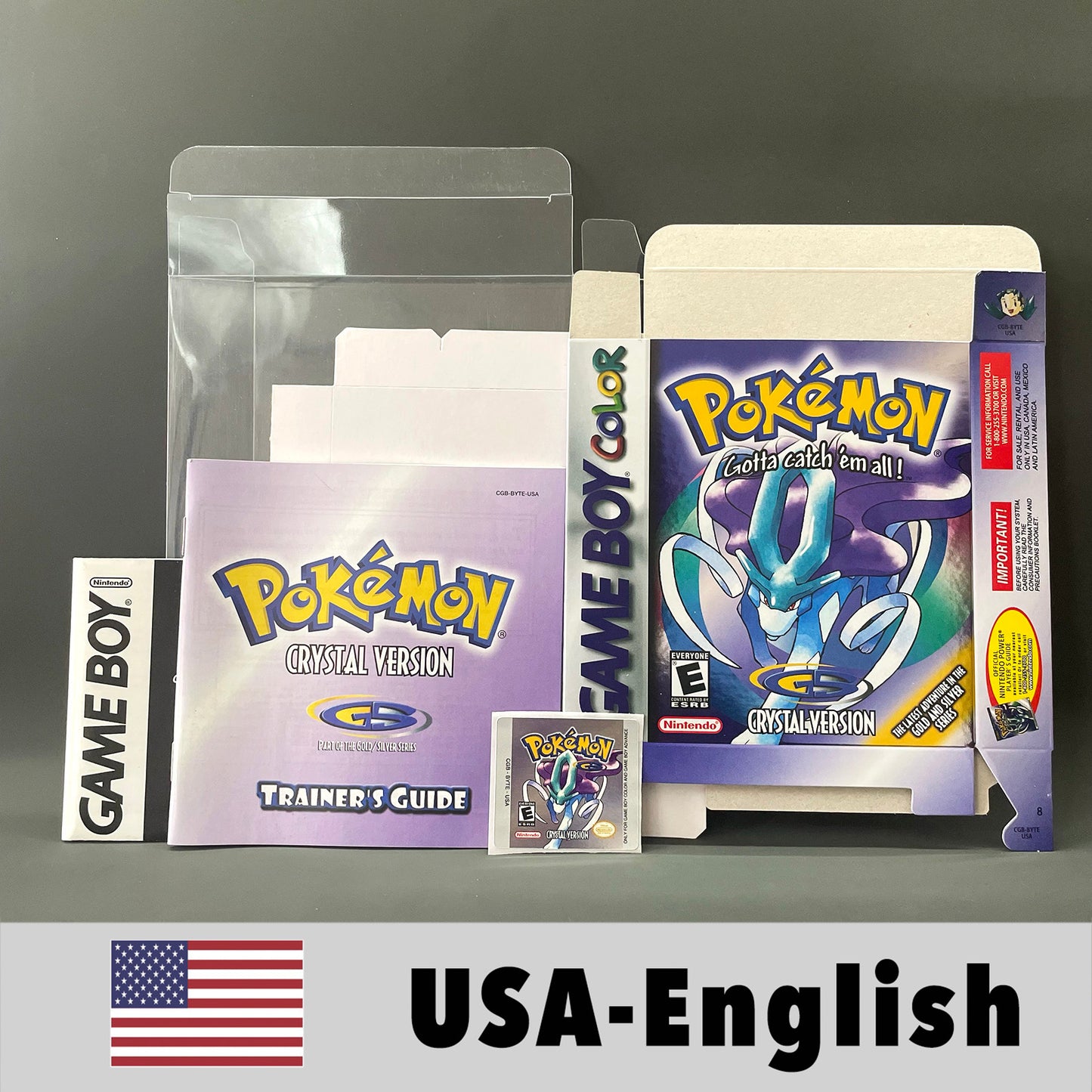 USA ITA NOE FRA ESP version battery save cart sealed pokemon blue 16 bit box tray manual Game Cartridge for GBC