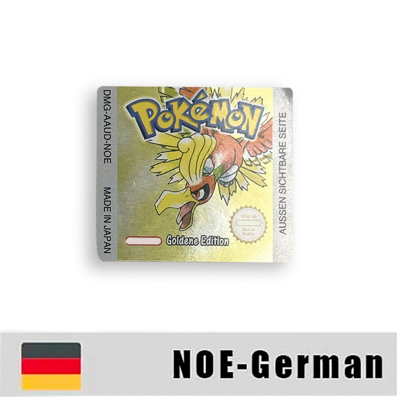 Pokemon Yellow Blue Red Crystal Silver Gold Green USA EUR FRA ESP NOE ITA Metallic Label Sticker for GBC