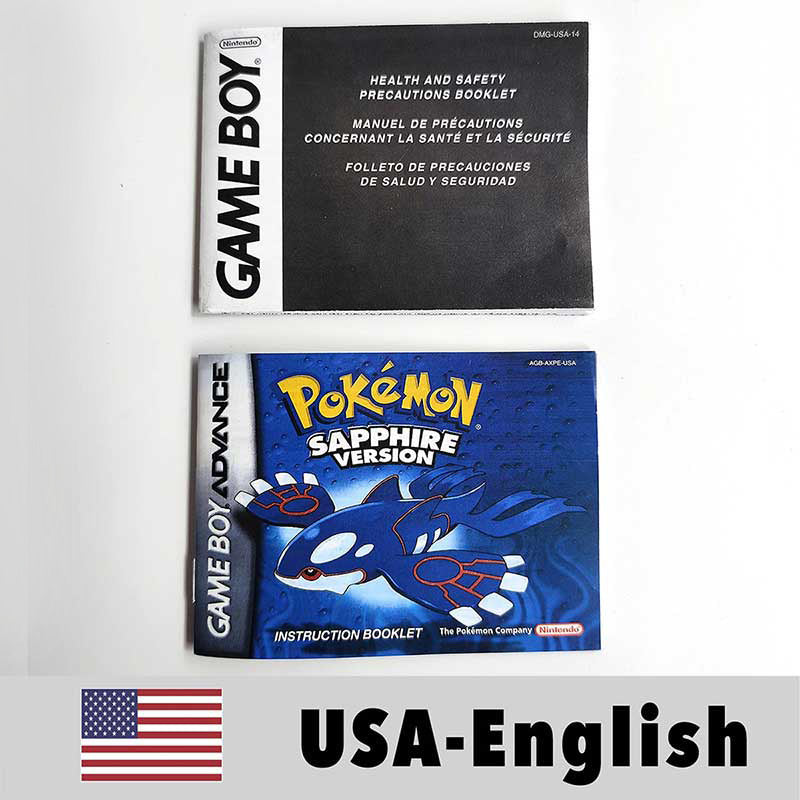 USA FRA NOE FRA ESP Pokemon Leaf Green Fire Red Ruby Emerald Sapphire manual for Gba