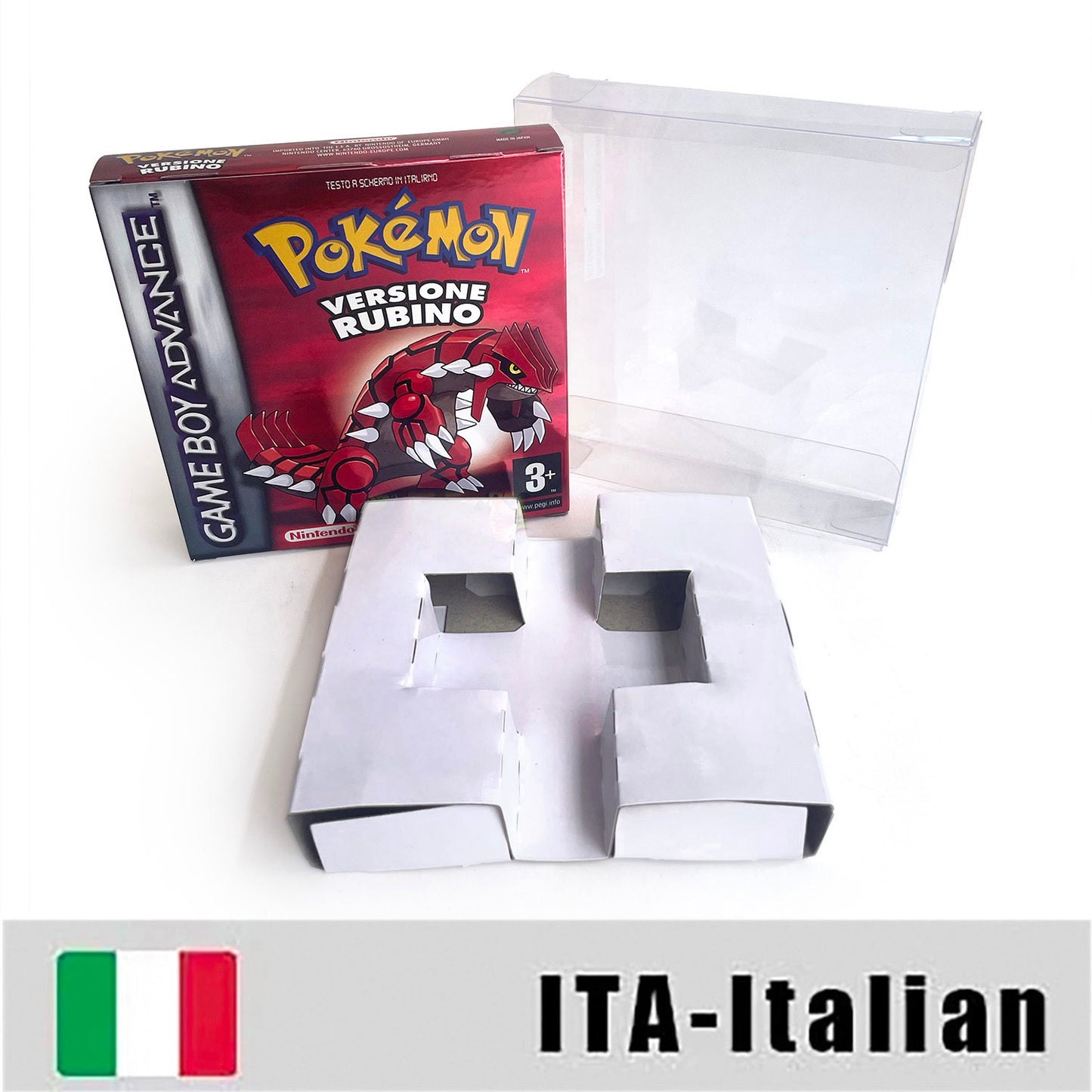 ITA Italian IC save rtc flash cart Real Time Clock pokemon rubino version box with tray Nintendo game cartridge for gba game boy advance