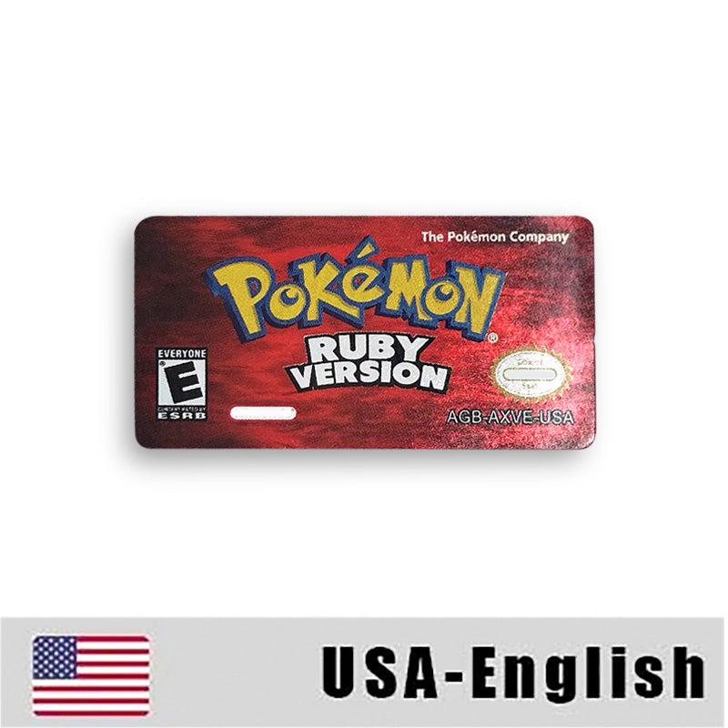 USA FRA NOE ESP ITA EUR Pokemon Emerald Sapphire Leafgreen Ruby Firered Metallic FoilFinish Box Trey Manual label for GBA