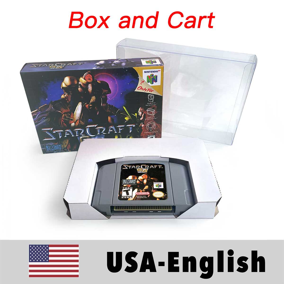 USA NTSC Star Craft 64 game cartridge with tray box for N64 Nintendo 64