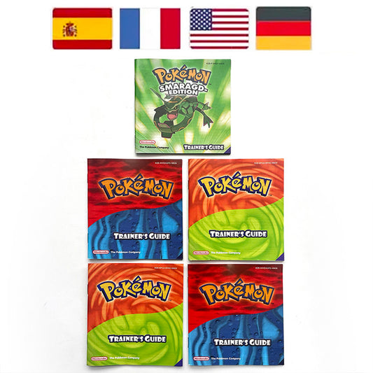 USA FRA NOE FRA ESP Pokemon Leaf Green Fire Red Ruby Emerald Sapphire Game Cartridge manual for Gba