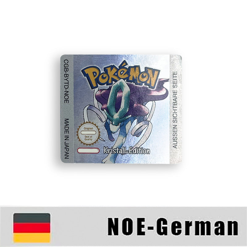 Pokemon Yellow Blue Red Crystal Silver Gold Green USA EUR FRA ESP NOE ITA Metallic Label Sticker for GBC