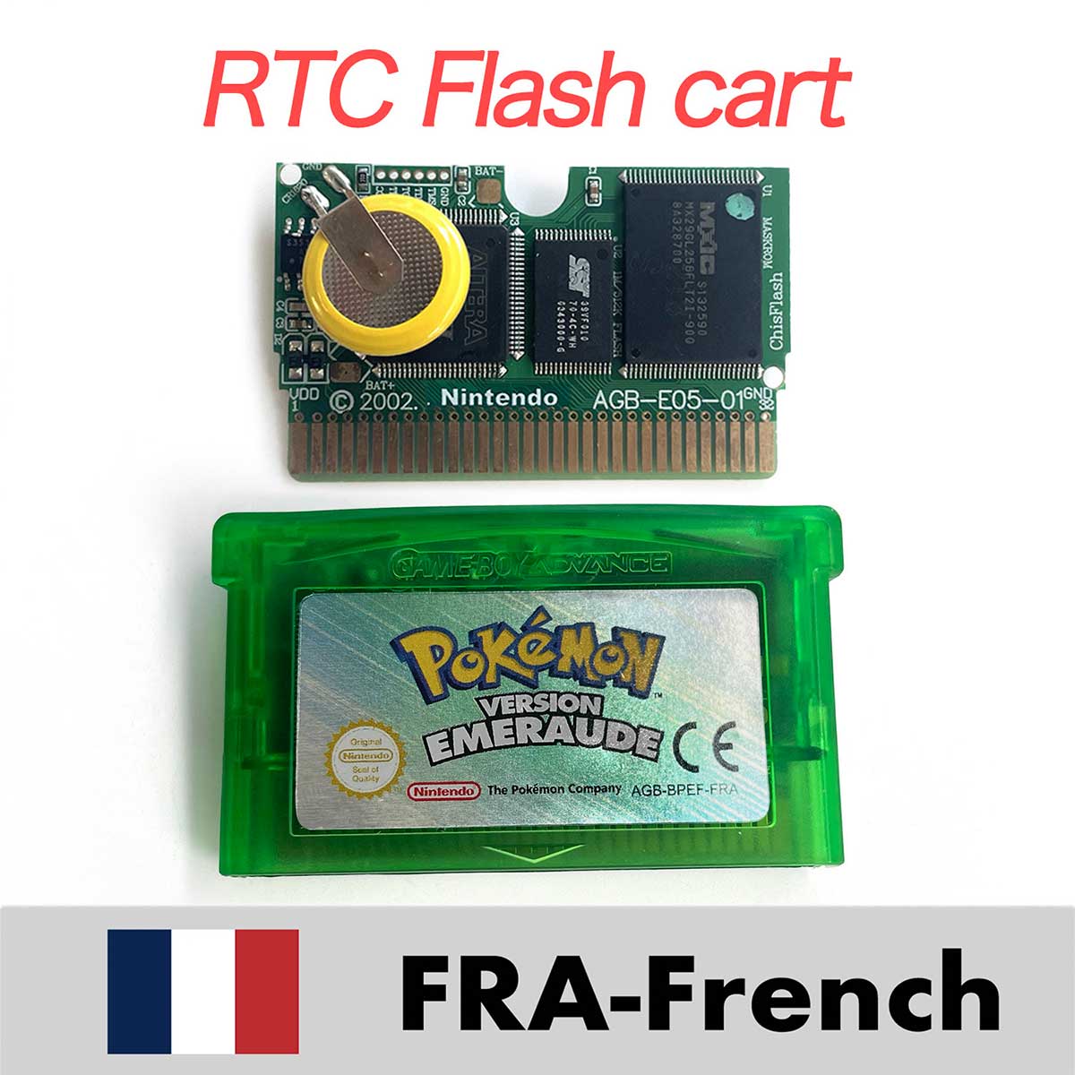 USA ESP NOE FRA EUR ITA 1M/RTC Flash cart Pokemon Emerald,firered,ruby,sapphire,leafgreen Game Cartridge for GBA multiple languages