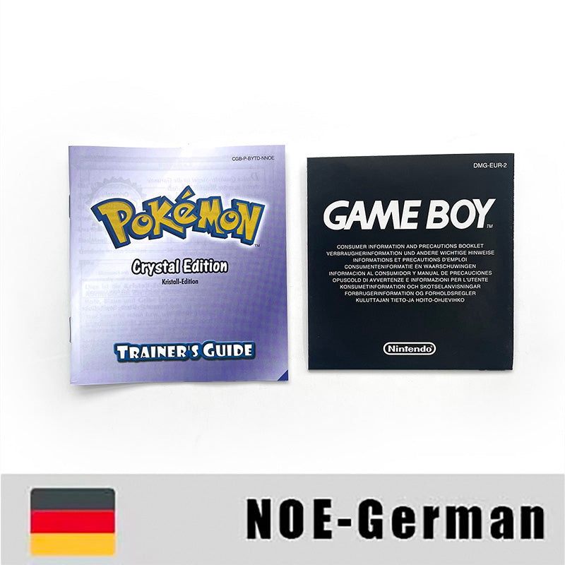 GBC game NOE German pokemon crystal version RTC Flash cart Battery save Nintendo pokemon Kristall cartridge tray box game boy color