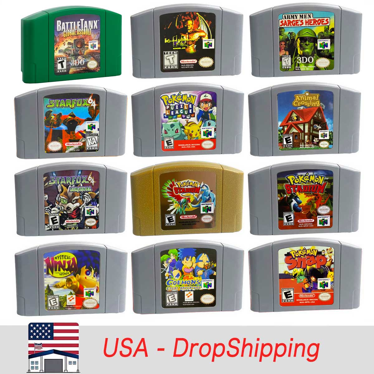 （Shipped From The United States) USA NTSC Version English Retro Video Game Consoles 64bit Game Cartridge for N64