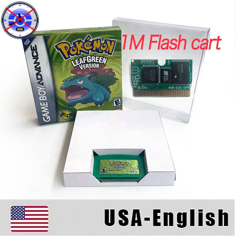EUR ESP NOE FRA ITA USA RTC flash 1 M Flash CART  Pokemon 5 types Sapphire Firered Emerald Ruby Leafgreen Video Game cart for GBA Multilingual