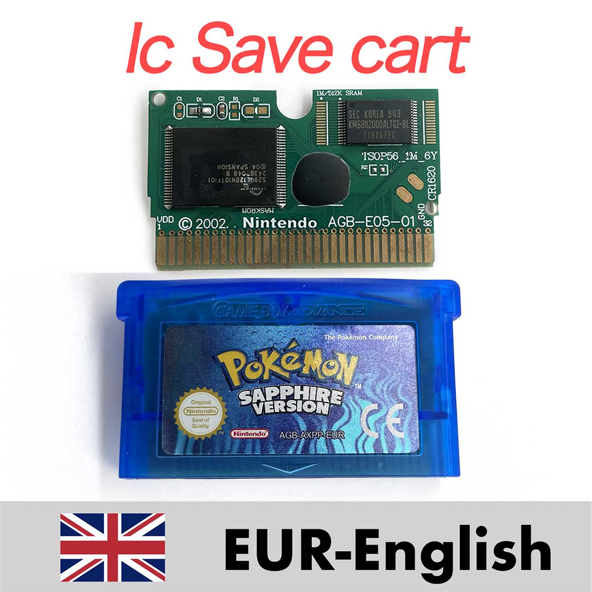 USA ESP NOE FRA EUR ITA IC Save cart Pokemon Emerald,firered,ruby,sapphire,leafgreen Game Cartridge for GBA multiple languages