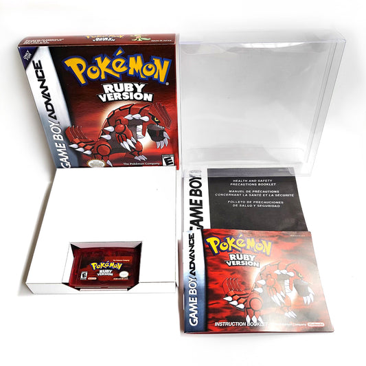 pokemon ruby version cartridge with tray box manual for gba game boy advance