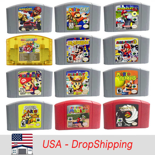 （Shipped From The United States) Mario Series USA NTSC Version English Retro Video Game Consoles 64bit Game Cartridge for N64