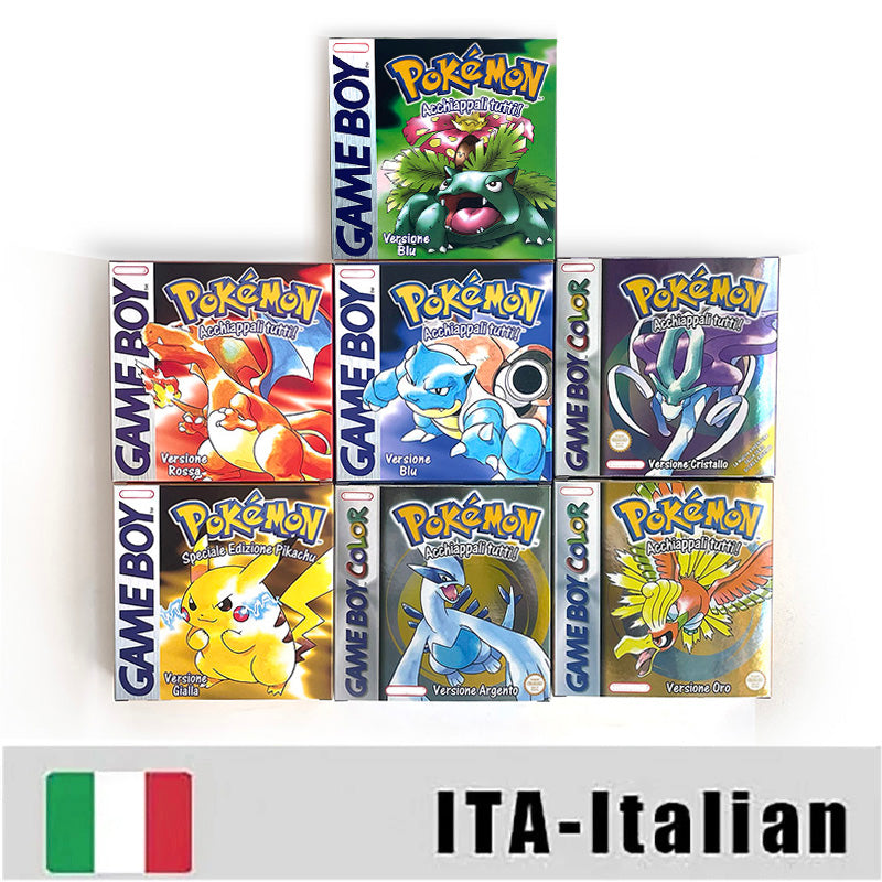 NOE ITA USA EUR ESP yellow green red gold crystal blue silver Pokemon Series Nintendo Metallic Holographic BOX trey for GBC