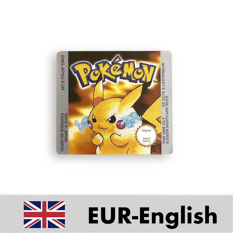 USA FRA NOE ESP ITA EUR Pokemon crystal gold silver red blue yellow Metallic FoilFinish Box Trey Manual label for GBC