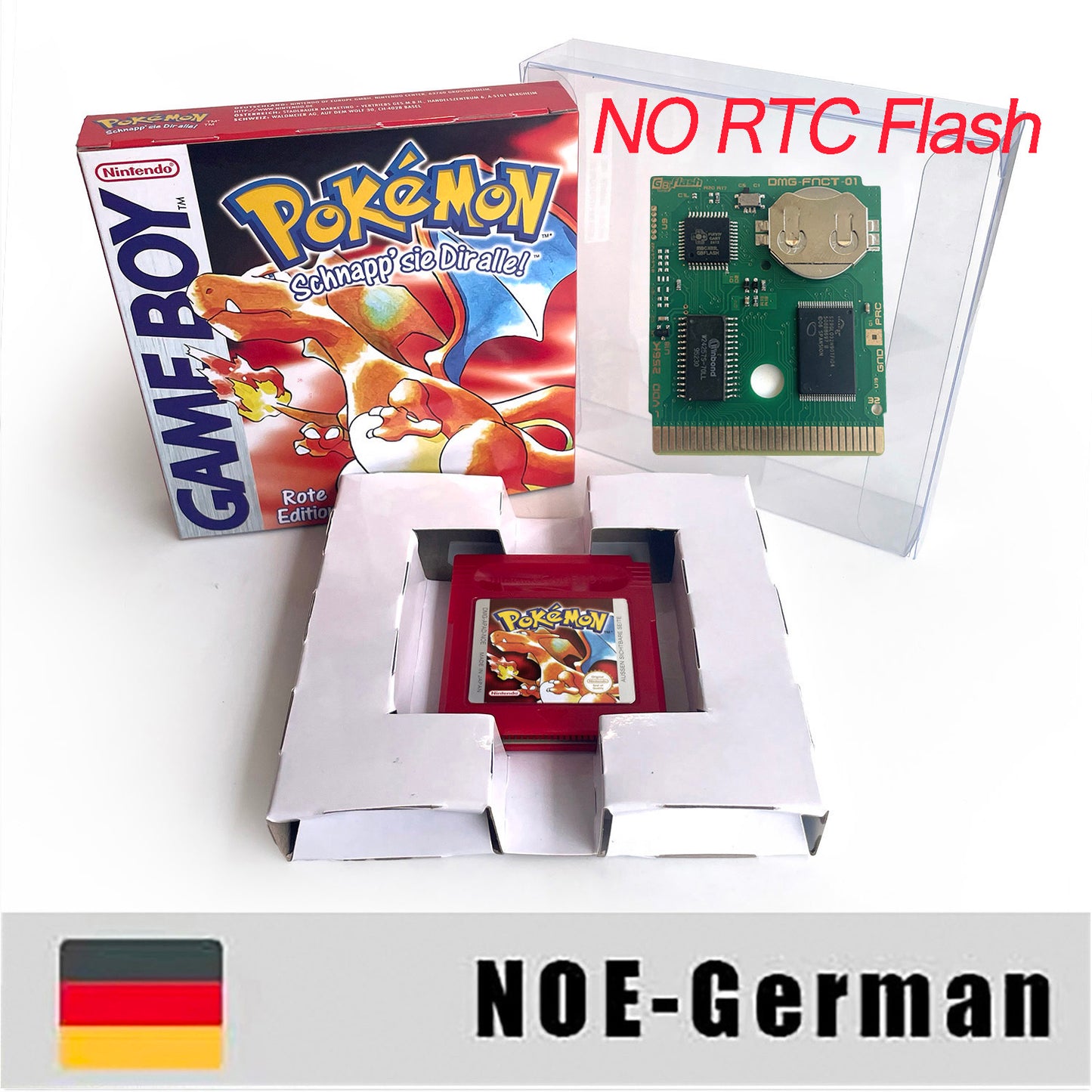 gbc game NOE German pokemon red version Battery save no RTC Flash pokemon rot cartridge with tray box gbc game boy color