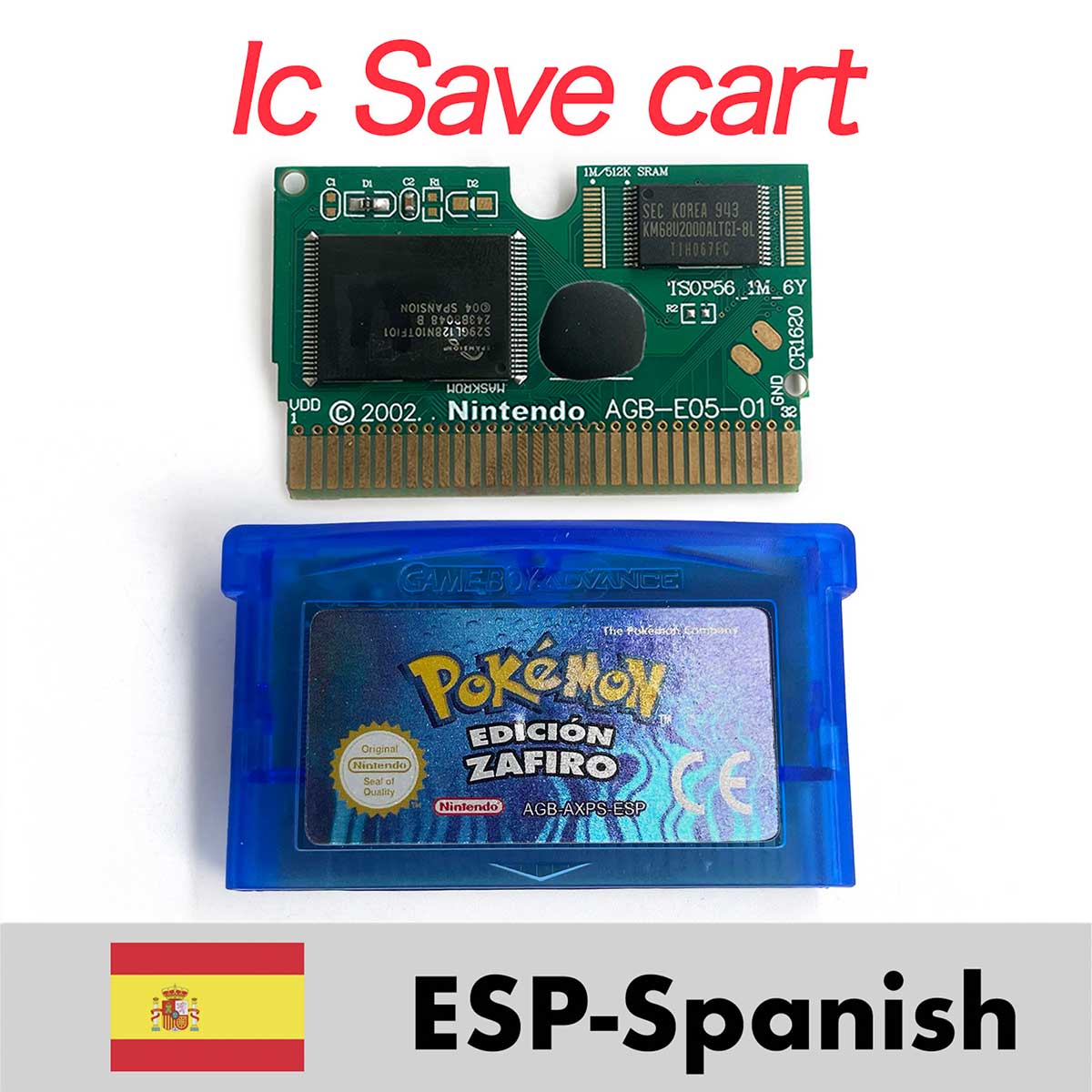 USA ESP NOE FRA EUR ITA IC Save cart Pokemon Emerald,firered,ruby,sapphire,leafgreen Game Cartridge for GBA multiple languages