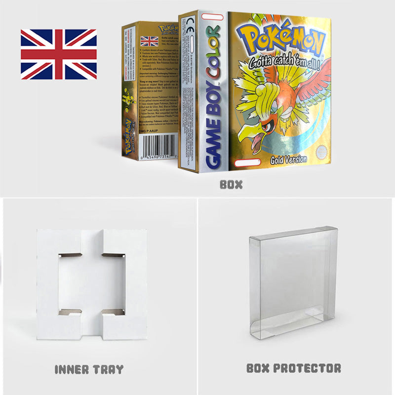 NOE ITA USA EUR ESP yellow green red gold crystal blue silver Pokemon Series Nintendo Metallic Holographic BOX trey for GBC
