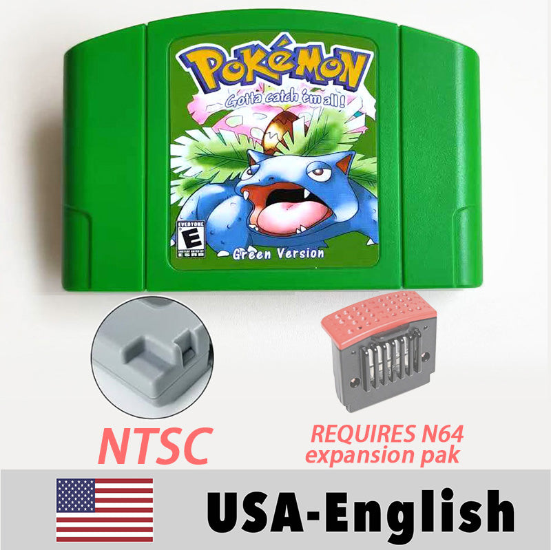 USA NTSC EUR PAL Pokemon blue/crystal /red silver /yellow /gold /green Game Cartridge 64 Bit Game Consoles for N64