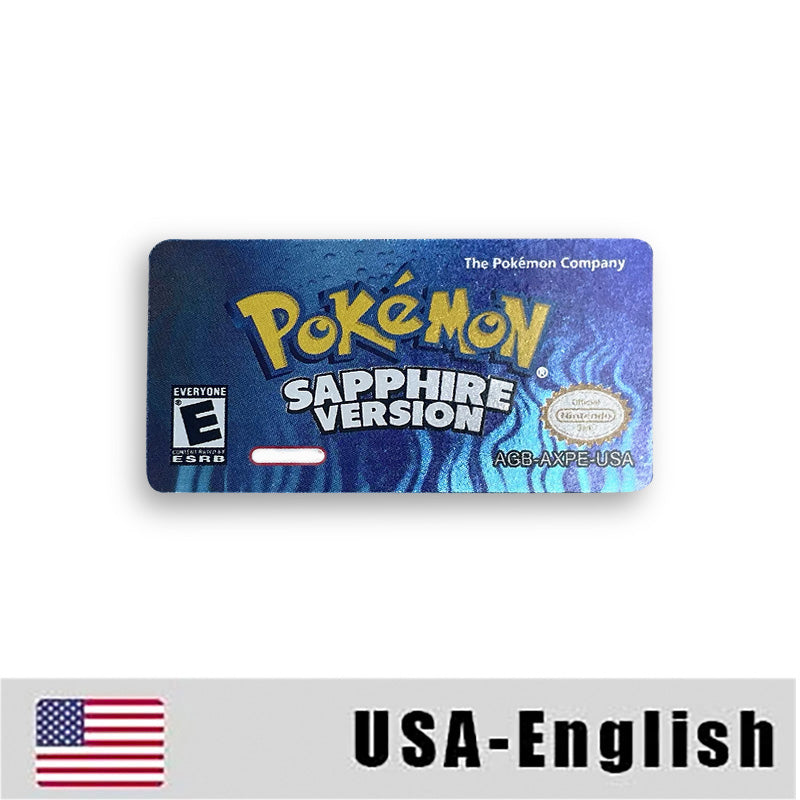 Pokemon Leaf Green Fire Red Ruby Emerald Sapphire Game Cartridge Label Stickers for Gba