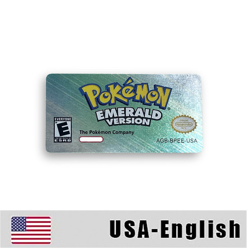 Pokemon Leaf Green Fire Red Ruby Emerald Sapphire Game Cartridge Label Stickers for Gba