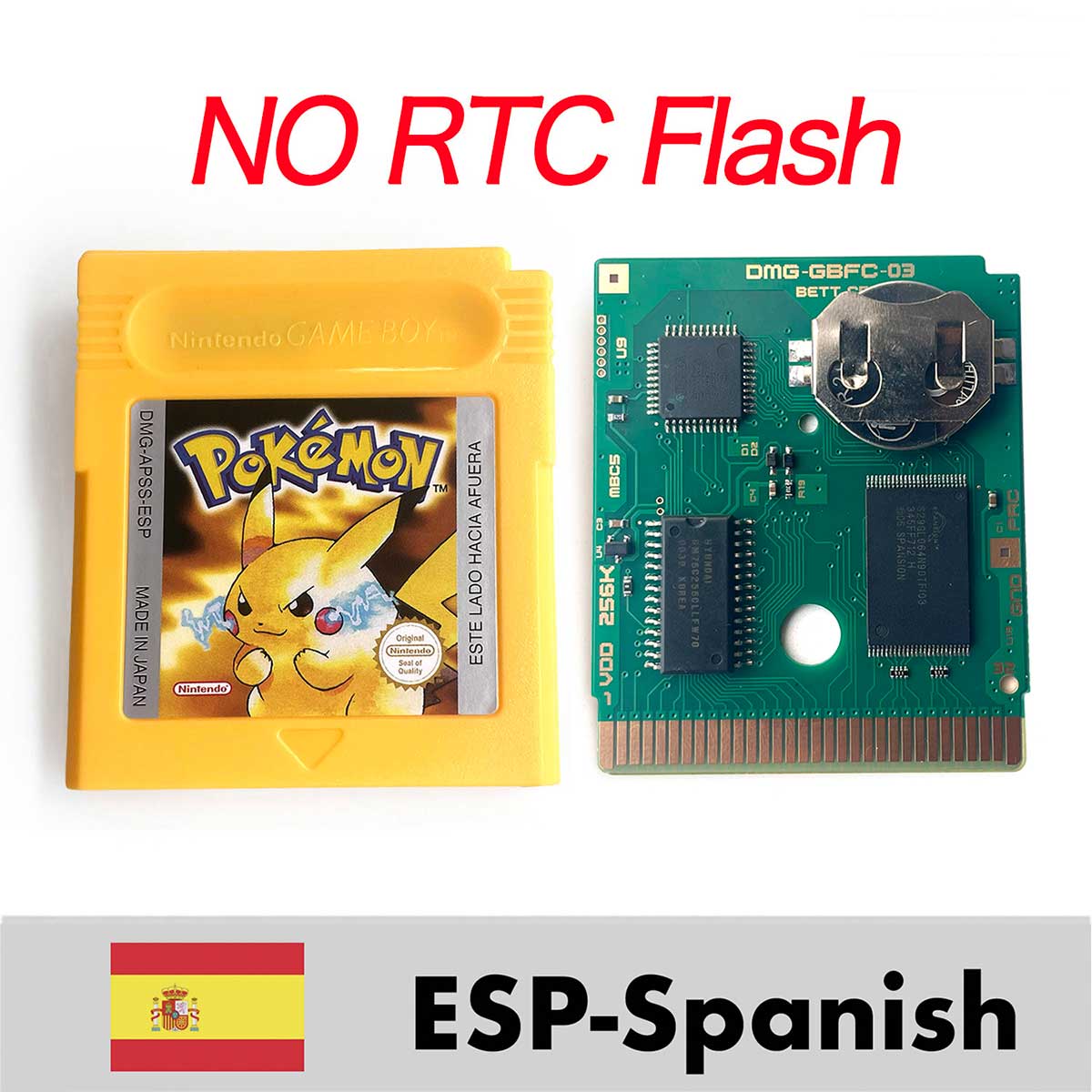 USA ITA NOE FRA ESP EUR version pokemon RTC Flash crystal gold silver NO RTC yellow red blue 16 bit Game Cartridge for GBC