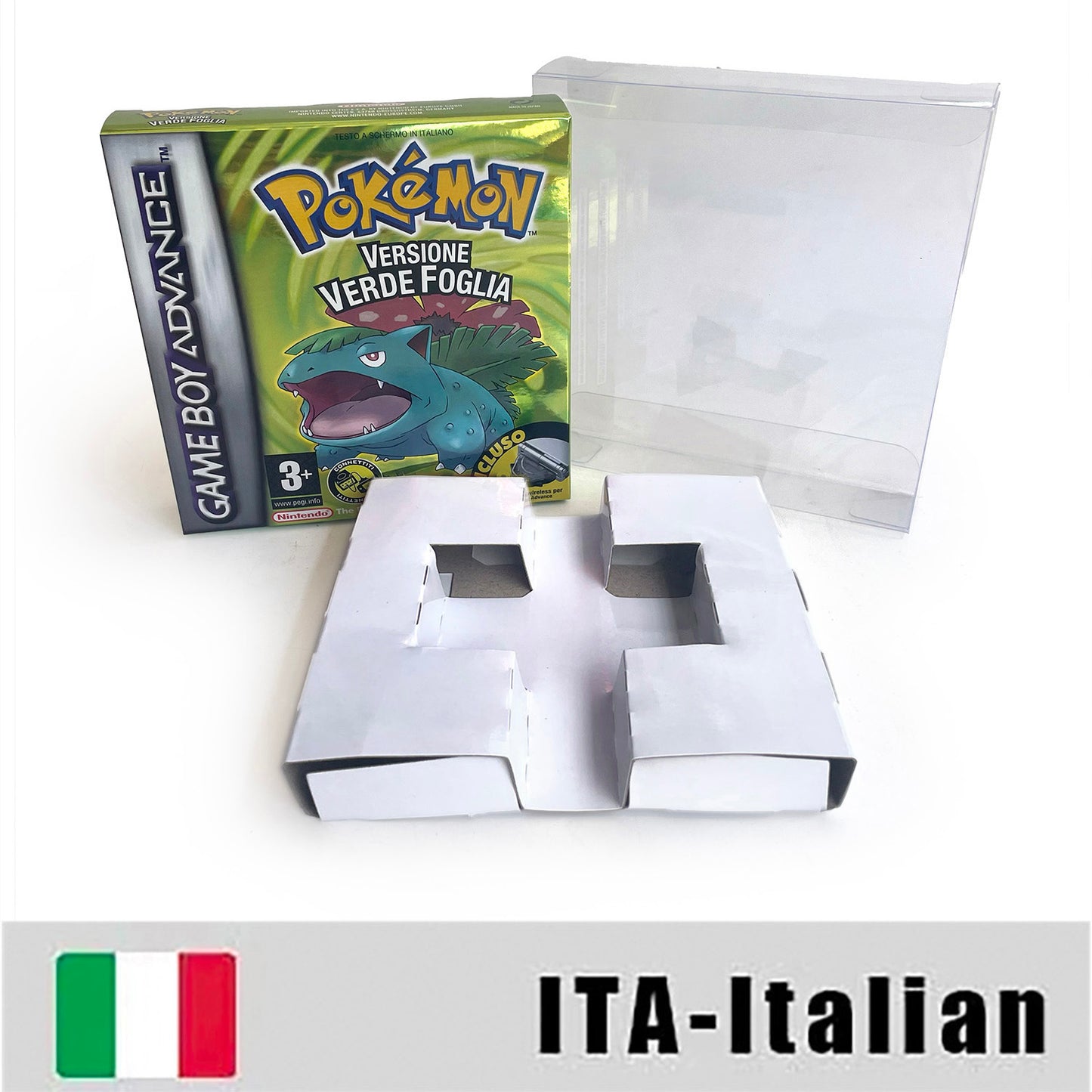 ITA Italian IC save 1 M flash cart pokemon foglia verde version box with tray Nintendo game cartridge for gba game boy advance
