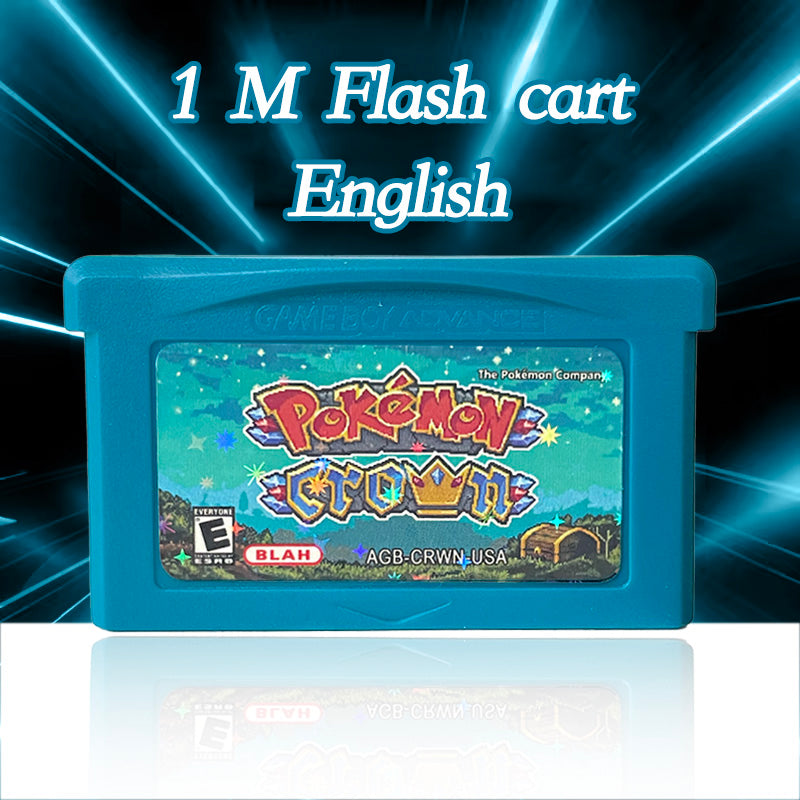 Pokemon Crown Rom Hacks with box English 1M Flash cart Game Cartridge for GBA