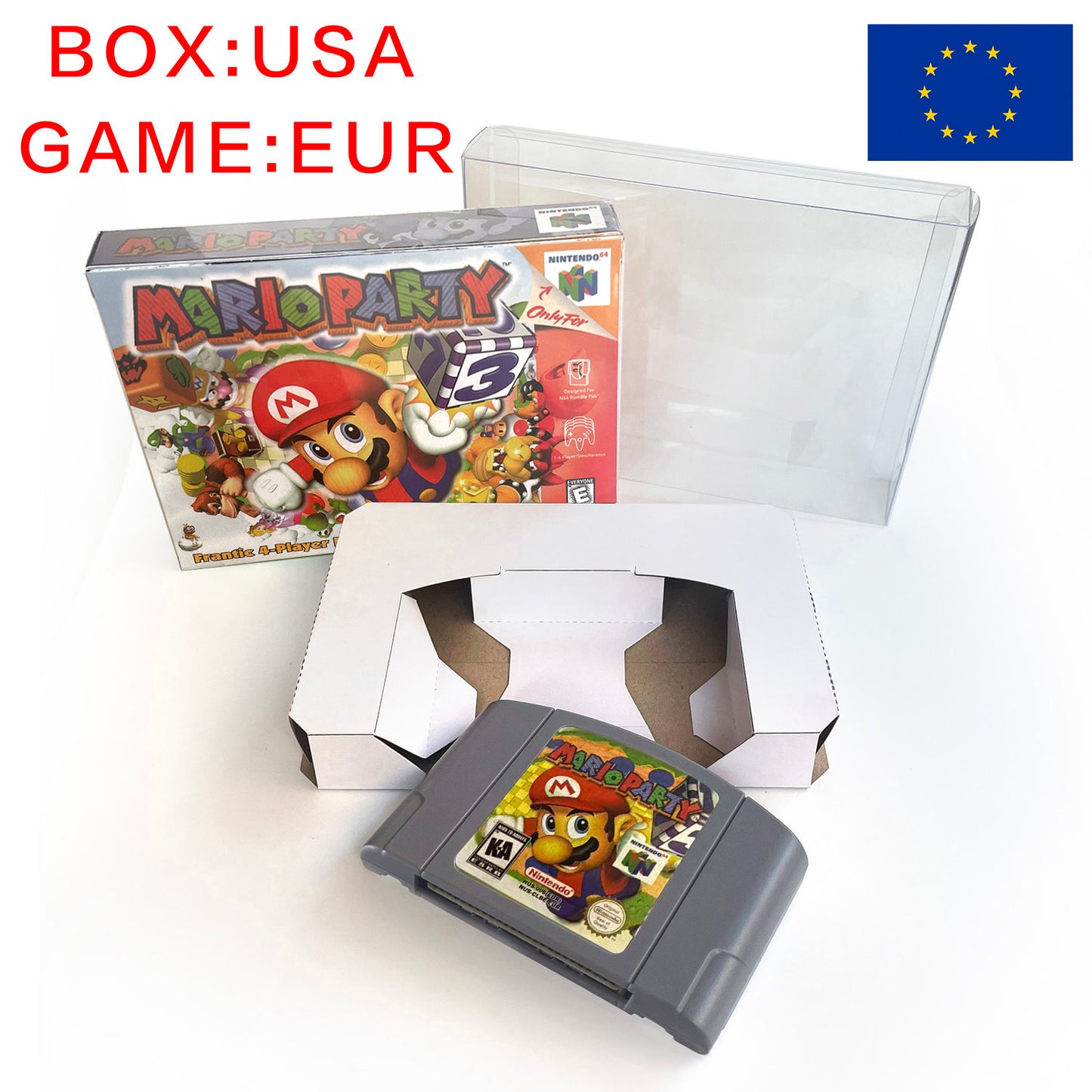 EUR PLA version English Mario party 1 game cartridge with tray box for N64 Nintendo 64
