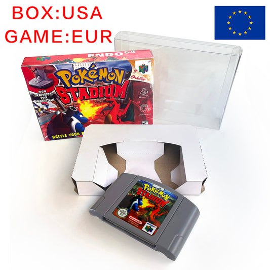 EUR PLA version English pokemon stadium 1 2 game cartridge with tray box for N64 Nintendo 64