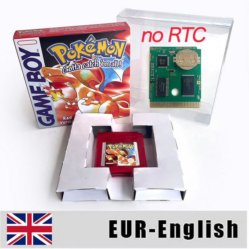 ITA ESP EUR FRA NOE USA Pokemon series RTC Flash silver crystal gold NO RTC flash yellow red blue 16 bit box tray Game Cartridge for GBC Multi-language