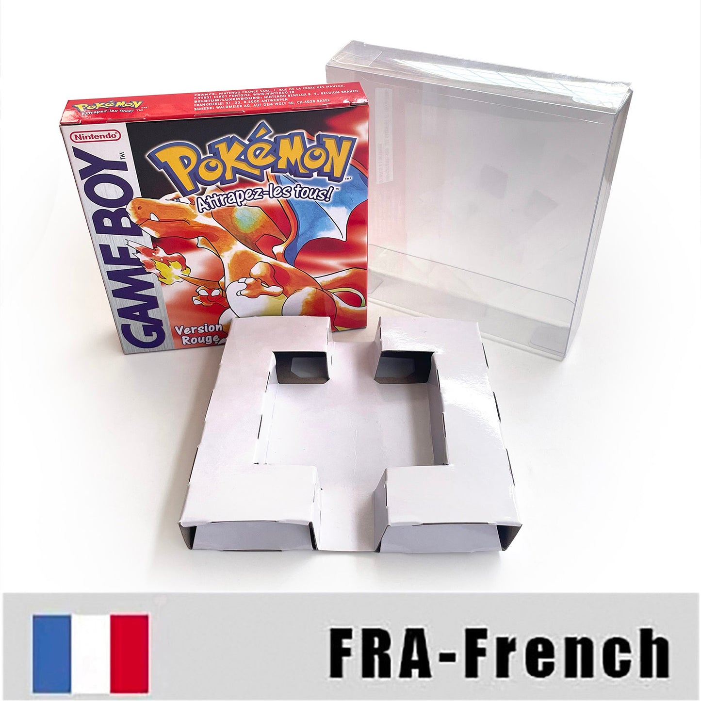 gbc game FRA French pokemon red rouge version Battery save no RTC Flash cartridge with tray box gbc game boy color