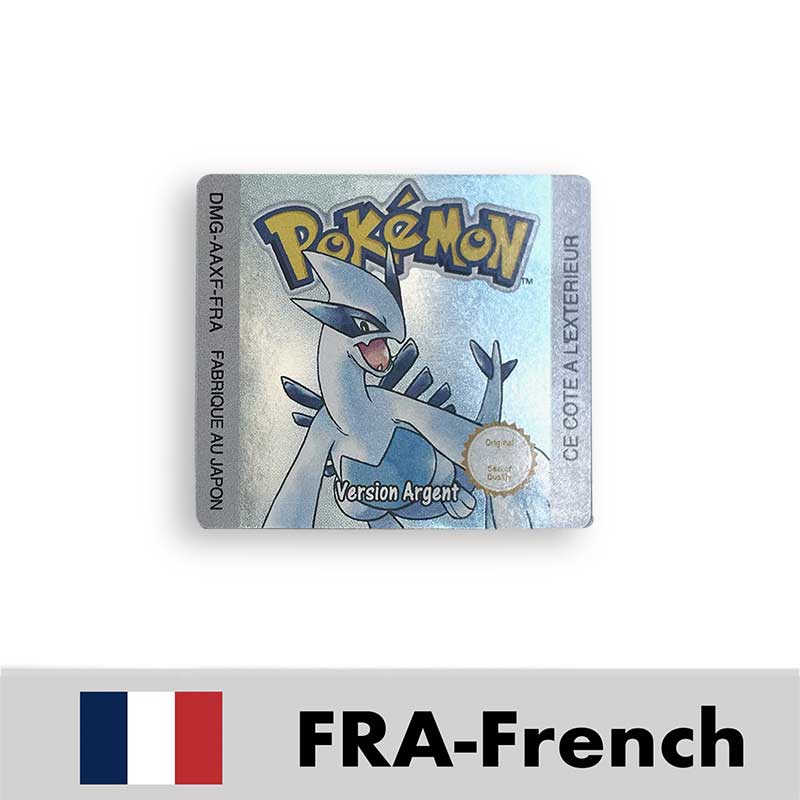 USA FRA NOE ESP ITA EUR Pokemon crystal gold silver red blue yellow Metallic FoilFinish Box Trey Manual label for GBC