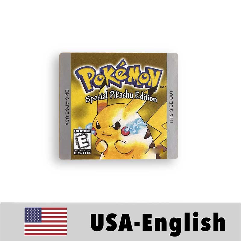 USA FRA NOE ESP ITA EUR Pokemon crystal gold silver red blue yellow Metallic FoilFinish Box Trey Manual label for GBC