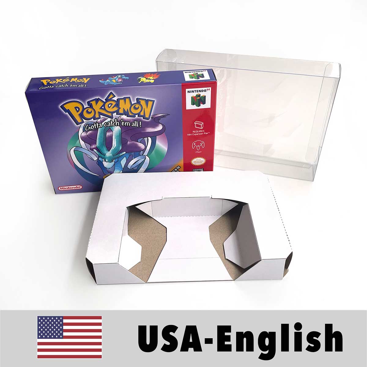 USA NTSC Pokemon Blue Crystal Red Silver Yellow Gold Green Game Cartridge 64 Bit Game Consoles with Retail Box for N64